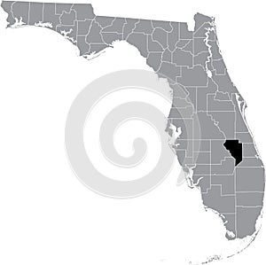 Location map of the Okeechobee county of Florida, USA