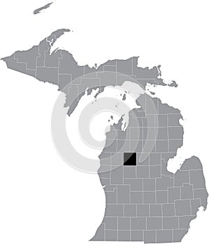 Location map of the Osceola County of Michigan, USA