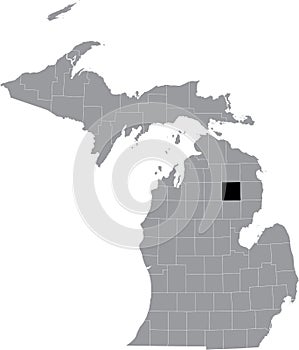 Location map of the Oscoda County of Michigan, USA