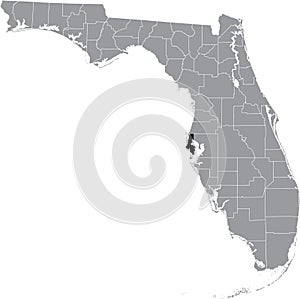 Location map of the Pinellas county of Florida, USA