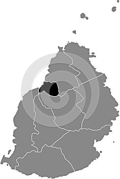 Location map of the Port Louis district of Mauritius