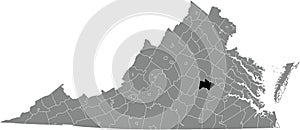 Location map of the Powhatan of Virginia, USA