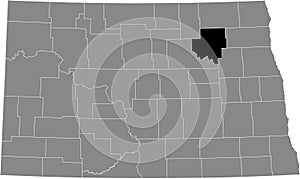 Location map of the Ramsey County of North Dakota, USA