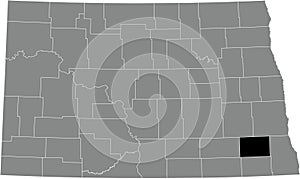 Location map of the Ransom County of North Dakota, USA