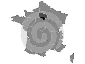 Location Map of Region Ile-de-France