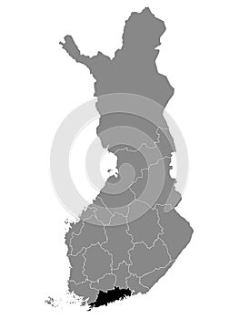 Location Map of Region Uusimaa