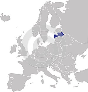 Location map of the REPUBLIC OF LATVIA, EUROPE