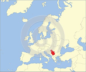 Location map of the REPUBLIC OF SERBIA, EUROPE