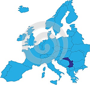 Location map of the REPUBLIC OF SERBIA, EUROPE