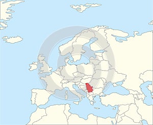 Location map of the REPUBLIC OF SERBIA, EUROPE