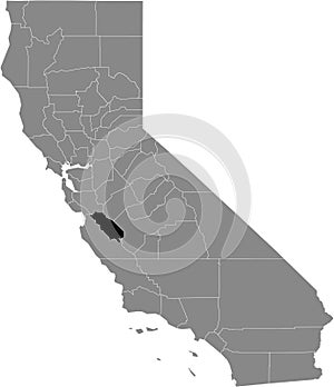 Location map of the San Benito county of California, USA