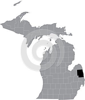 Location map of the Sanilac County of Michigan, USA