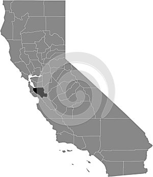 Location map of the Santa Clara county of California, USA