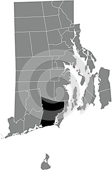 Location map of the South Kingstown of Rhode Island, USA