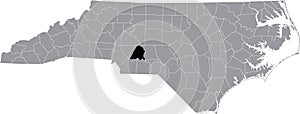 Location map of the Stanly County of North Carolina, USA