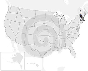 Location Map of  State Massachusetts on map USA. 3d State Massachusetts flag map marker location pin. High quality map of  Massach