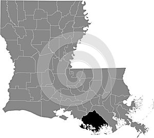 Location map of the Terrebonne Parish of Louisiana, USA