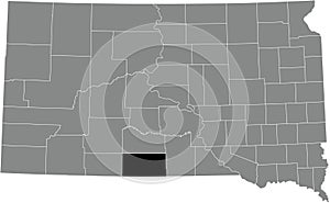 Location map of the Todd County of South Dakota, USA