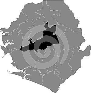 Location map of the Tonkolili district of Sierra Leone