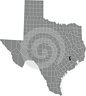 Location map of the Waller County of Texas, USA