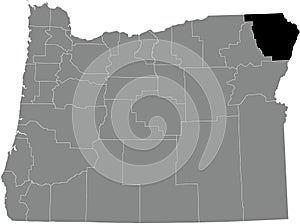 Location map of the Wallowa County of Oregon, USA
