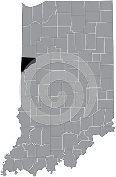 Location map of the Warren County of Indiana, USA