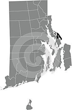 Location map of the Warren of Rhode Island, USA