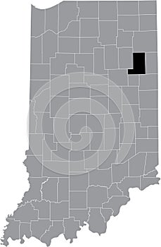 Location map of the Wells County of Indiana, USA