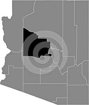 Location map of the Yavapai county of Arizona, USA