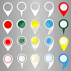 Location mark icons in twenty different versions