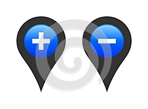 Location marker map pin place plus minus pointer