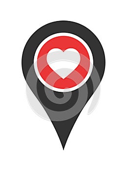 Location marker map pin pointer with heart icon