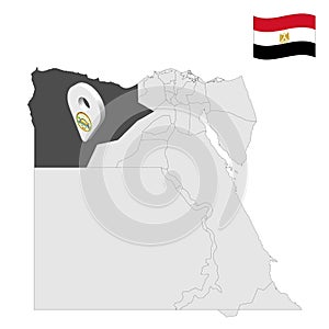 Location Matrouh Governorate on map Egypt. 3d location sign similar to the flag of  Matrouh. Quality map  with  provinces Egypt