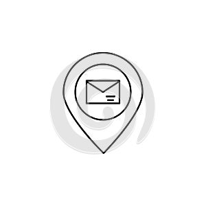 Location, message, email icon. Simple line, outline vector of information transfer icons for ui and ux, website or mobile