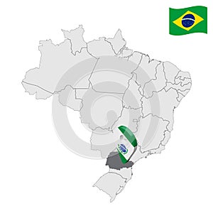 Location of Parana on map Brazil. 3d Tocantins location sign. Flag of Parana. Quality map with regions of Brazil.