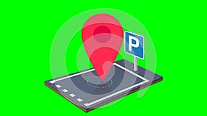 Location of a parking space (white background, transparency, alpha channel,chroma key,green background)