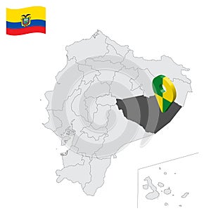 Location Pastaza  Province on map Ecuador. 3d location sign similar to the flag of Pastaza. Quality map  with  provinces Republic