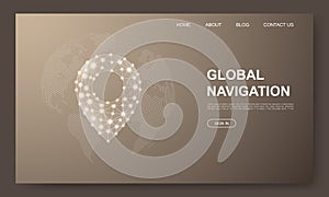 Location pin 3d low poly website template. Gps navigation design illustration concept. Polygonal Map pointer symbol for