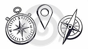 Location pin and compass icon. Map pointer vector design Generative AI