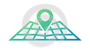 Location Pin on Flat Grid Map Interface Icon, vector design Generative AI