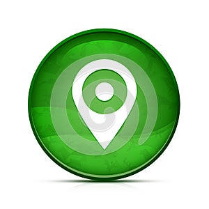 Location pin Help icon on classy splash green round button illustration