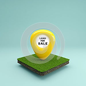 Location pin icon on earth land in real estate sale or property invesment concept.