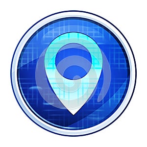 Location pin icon futuristic blue round button vector illustration