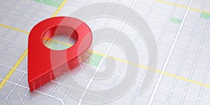 Location pin icon on a map. GPS navigation pointer, travel, route and place marker