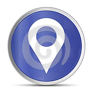 Location pin icon prime blue round button vector illustration design silver frame push button