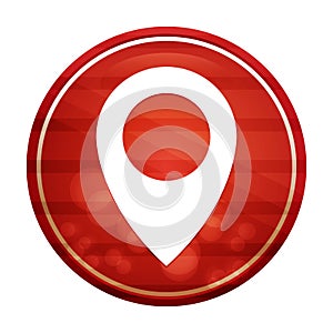 Location pin icon realistic diagonal motion red round button illustration