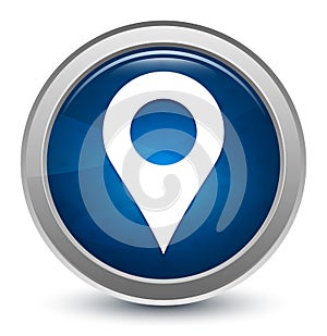 Location pin icon starburst shiny blue round button illustration design concept