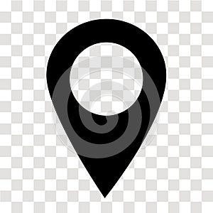 Location pin icon on transparent. map marker sign. flat style. map point symbol. map pointer symbol. map pin sign