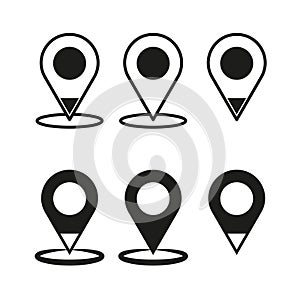 Location pin icons. Map pointer set. Navigation marker Vector. GPS position symbols.