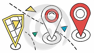 Location pin icons set, map and navigation symbols collection vector design Generative AI